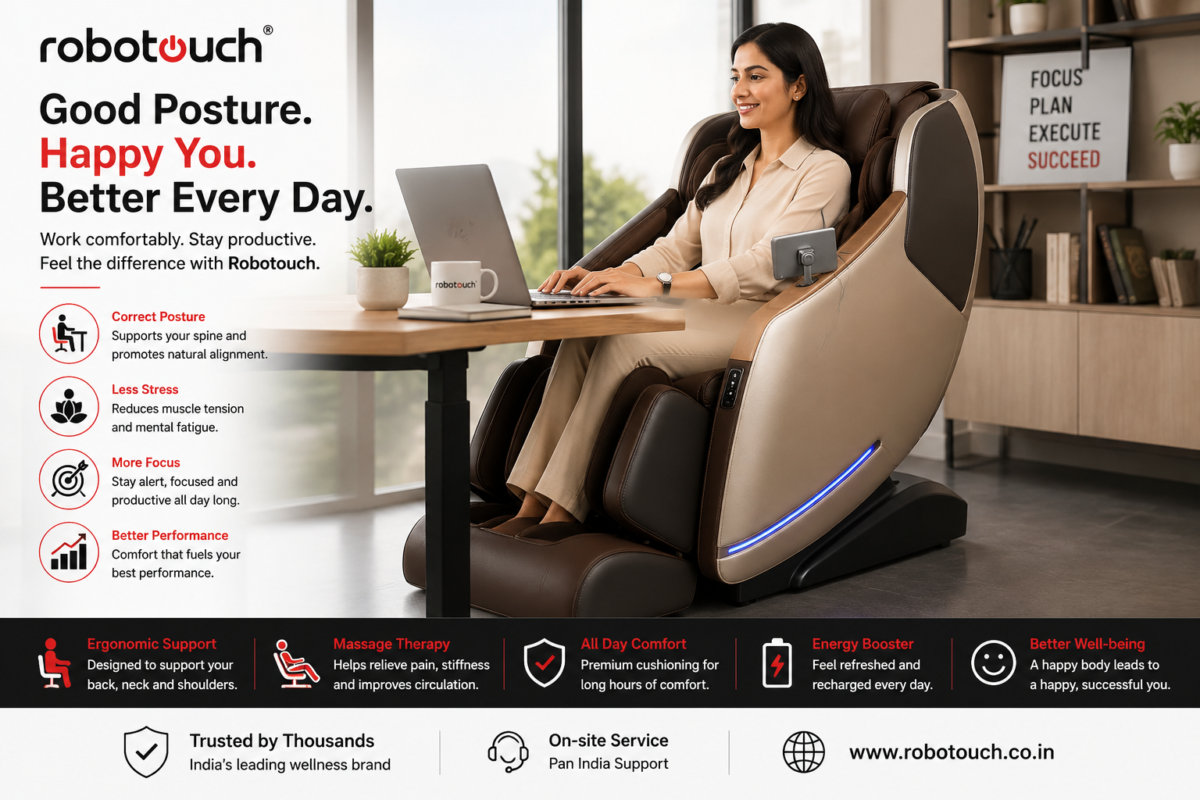 Premium massage office chair for all-day comfort, posture support and productivity